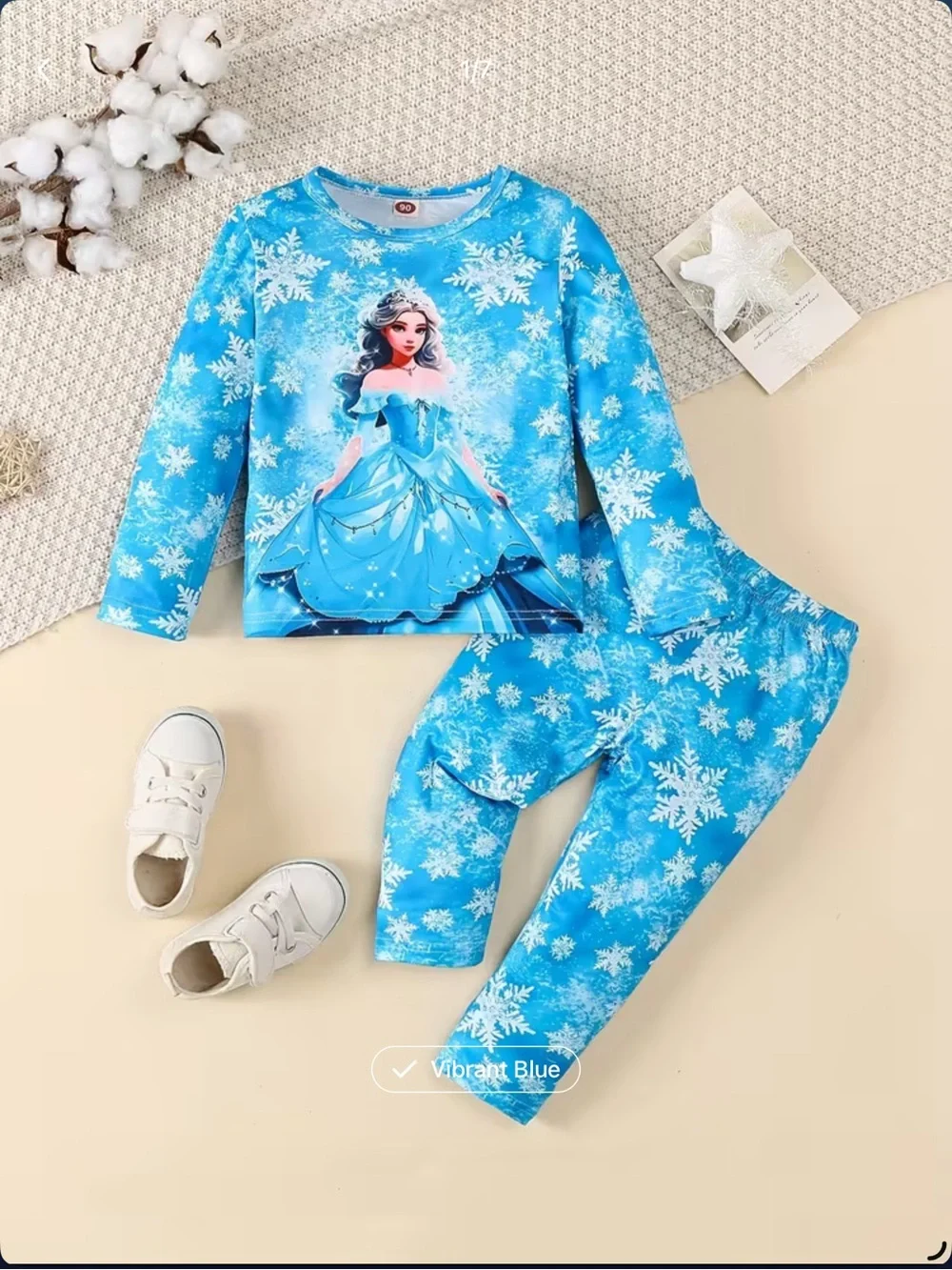 Blue Snow Princess Girls' Pajama Set